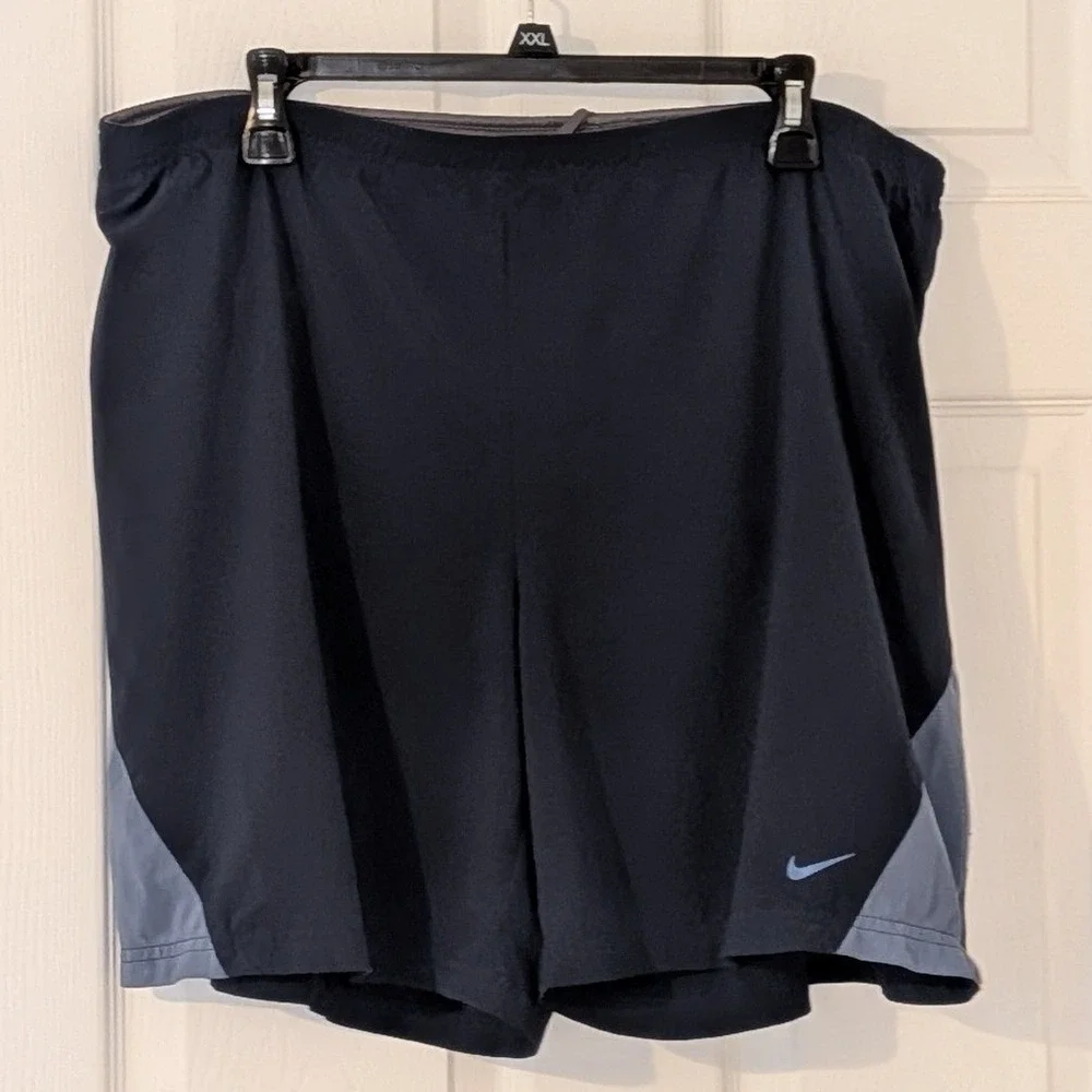 Nike Fit Dry Mens Running Shorts Navy Blue Grey Athletic Gym Training Large